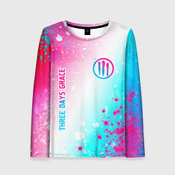 Женский лонгслив Three Days Grace neon gradient style: надпись, сим