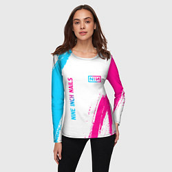 Лонгслив женский Nine Inch Nails neon gradient style: надпись, симв, цвет: 3D-принт — фото 2