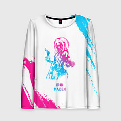 Женский лонгслив Iron Maiden neon gradient style