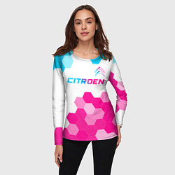 Лонгслив женский Citroen neon gradient style: символ сверху, цвет: 3D-принт — фото 2