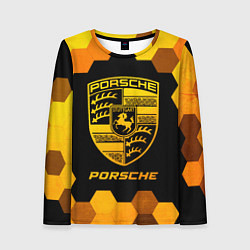 Женский лонгслив Porsche - gold gradient