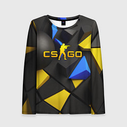 Лонгслив женский CSGO blue yellow abstract, цвет: 3D-принт