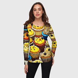 Лонгслив женский Вкусный принт - кексы от нейросети, цвет: 3D-принт — фото 2