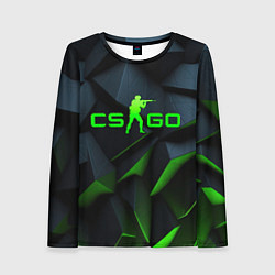 Женский лонгслив CSGO green texture logo