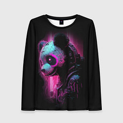 Лонгслив женский Панда киберпанк в фиолетовом свете, цвет: 3D-принт
