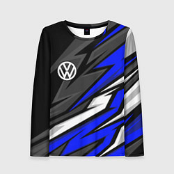 Лонгслив женский Volkswagen - Синяя абстракция, цвет: 3D-принт
