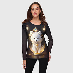 Лонгслив женский Белый медвежонок с фонариками, цвет: 3D-принт — фото 2