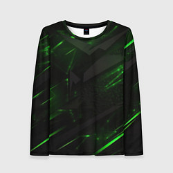 Лонгслив женский Dark black green abstract, цвет: 3D-принт