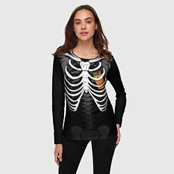 Лонгслив женский Скелет: ребра с шаурмой, цвет: 3D-принт — фото 2