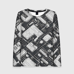 Женский лонгслив Полосы Чёрно-белые киберпанк