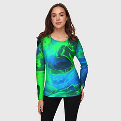 Лонгслив женский Зеленый и синий дым, цвет: 3D-принт — фото 2