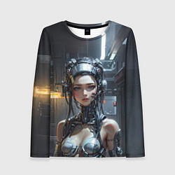 Лонгслив женский Боевая девушка-киборг, цвет: 3D-принт