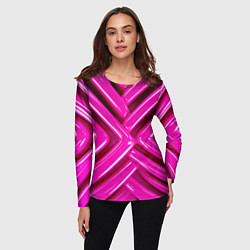 Лонгслив женский Розовые абстрактные трубочки, цвет: 3D-принт — фото 2