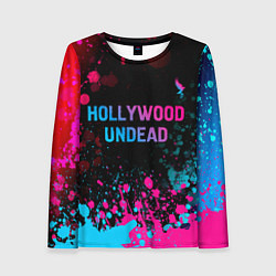Женский лонгслив Hollywood Undead - neon gradient: символ сверху