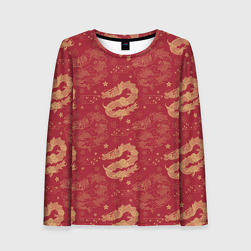 Женский лонгслив The chinese dragon pattern / 3D-принт – фото 1