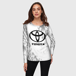 Лонгслив женский Toyota speed на светлом фоне со следами шин, цвет: 3D-принт — фото 2