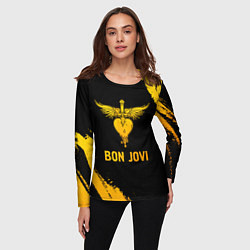 Лонгслив женский Bon Jovi - gold gradient, цвет: 3D-принт — фото 2