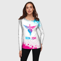 Лонгслив женский Bon Jovi neon gradient style, цвет: 3D-принт — фото 2
