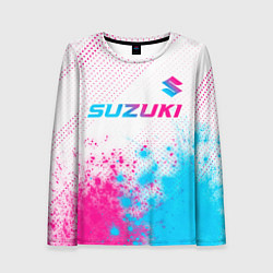 Женский лонгслив Suzuki neon gradient style: символ сверху