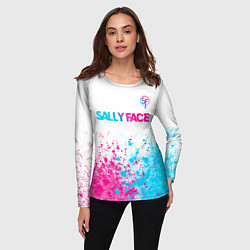 Лонгслив женский Sally Face neon gradient style: символ сверху, цвет: 3D-принт — фото 2