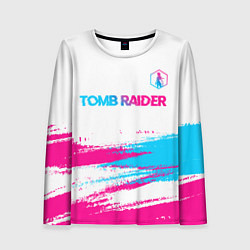 Женский лонгслив Tomb Raider neon gradient style посередине