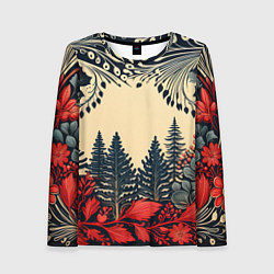 Лонгслив женский Новогодний лес, цвет: 3D-принт