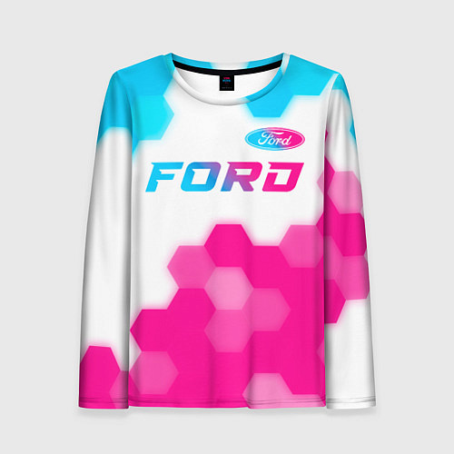 Женский лонгслив Ford neon gradient style посередине / 3D-принт – фото 1