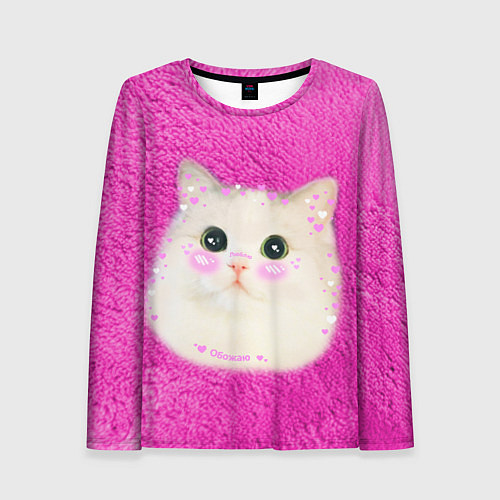 Женский лонгслив Кот мем в сердечках / 3D-принт – фото 1