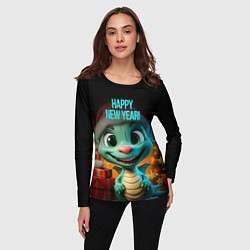 Лонгслив женский Happy new year green dragon, цвет: 3D-принт — фото 2