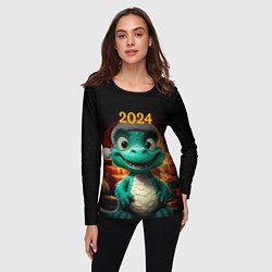 Лонгслив женский Зеленый дракон 2024, цвет: 3D-принт — фото 2