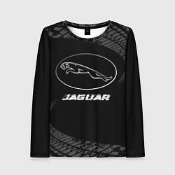 Женский лонгслив Jaguar speed на темном фоне со следами шин