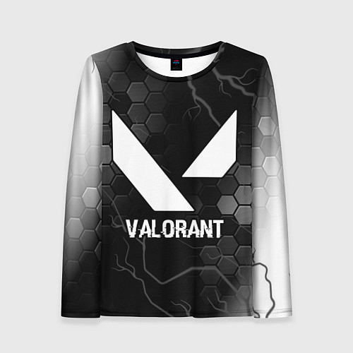Женский лонгслив Valorant glitch на темном фоне / 3D-принт – фото 1