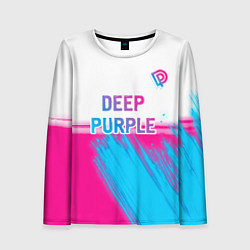 Лонгслив женский Deep Purple neon gradient style посередине, цвет: 3D-принт