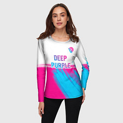 Лонгслив женский Deep Purple neon gradient style посередине, цвет: 3D-принт — фото 2