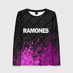 Лонгслив женский Ramones rock legends посередине, цвет: 3D-принт
