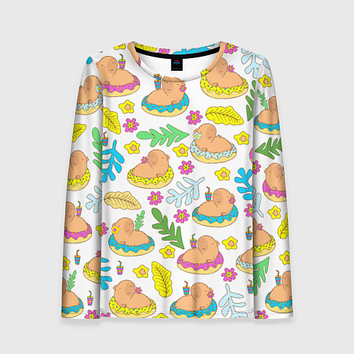 Женский лонгслив Капибары на отдыхе / 3D-принт – фото 1
