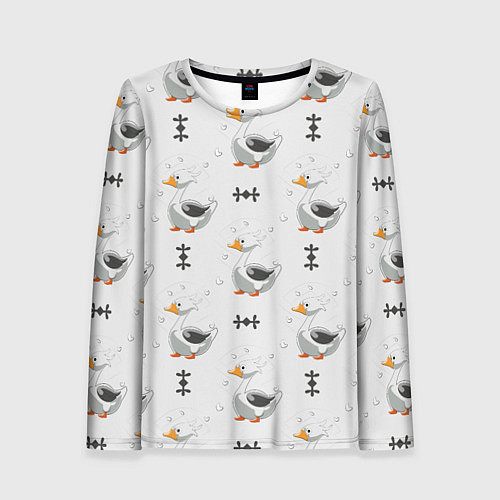 Женский лонгслив Гусь и фигуры / 3D-принт – фото 1