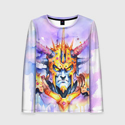 Женский лонгслив Оранжевый робот с рогами