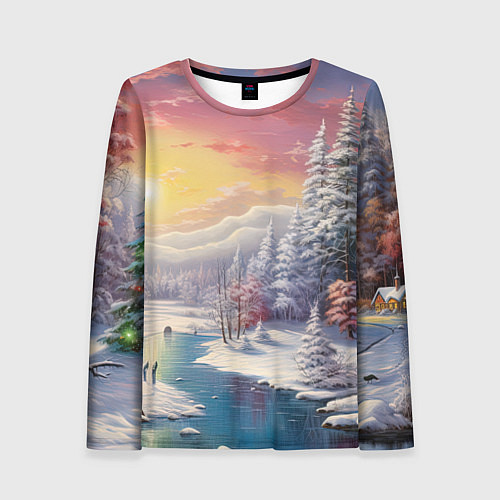 Женский лонгслив Сказочное сияние нового года / 3D-принт – фото 1