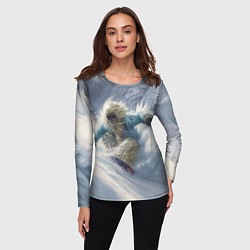 Лонгслив женский Йетти на сноуборде, цвет: 3D-принт — фото 2