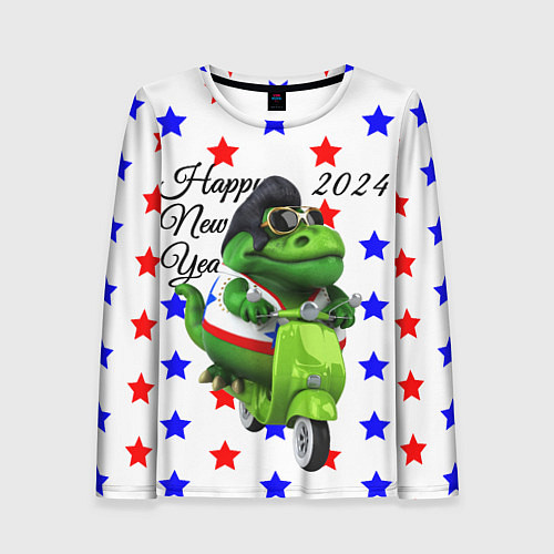 Женский лонгслив Крутой дракон на скутере 2024 / 3D-принт – фото 1