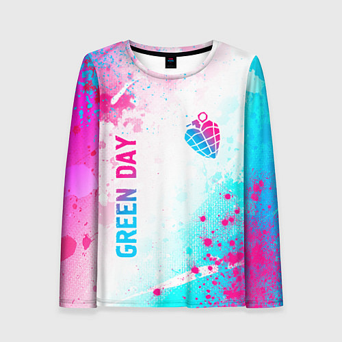 Женский лонгслив Green Day neon gradient style вертикально / 3D-принт – фото 1