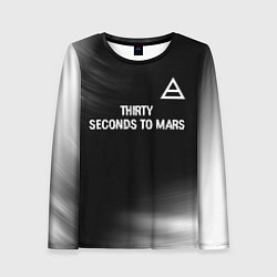 Лонгслив женский Thirty Seconds to Mars glitch на темном фоне посер, цвет: 3D-принт