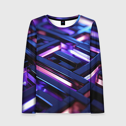 Женский лонгслив Фиолетовые неоновые конструкции / 3D-принт – фото 1