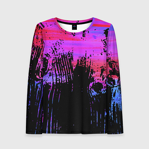 Женский лонгслив Розово синий сочный гранж / 3D-принт – фото 1
