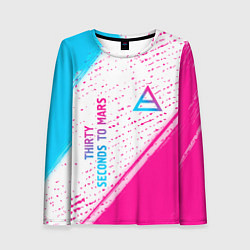 Лонгслив женский Thirty Seconds to Mars neon gradient style вертика, цвет: 3D-принт