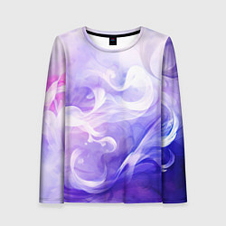 Лонгслив женский Белые узоры на абстрактном фиолетовом фоне, цвет: 3D-принт
