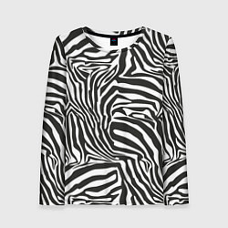 Лонгслив женский Шкура зебры черно - белая графика, цвет: 3D-принт