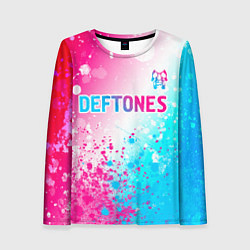 Женский лонгслив Deftones neon gradient style посередине