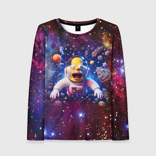 Женский лонгслив Homer Simpson in space - ai art / 3D-принт – фото 1